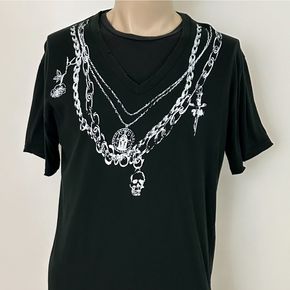 Men's Half Sleeves  T-shirt DO DENIM { LARGE } BLACK